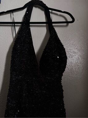 Fashion Nova Black Sequin Halter Dress